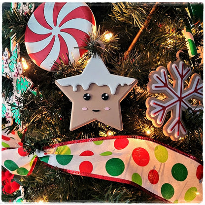 🎄 Christbaumschmuck "Lebkuchen-Sternchen" | Anhänger mit Gesicht