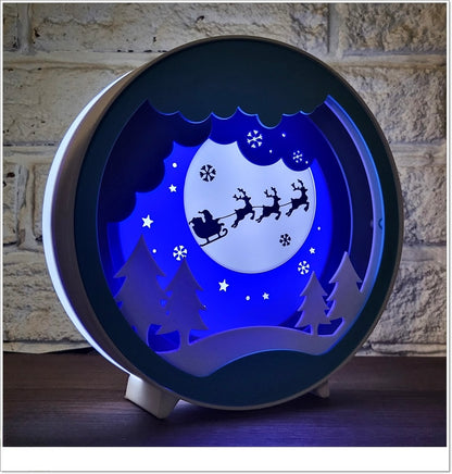 Weihnachtliche 3D-Lichtbox – Magische Schlittenfahrt im Mondschein 🎅🌕
