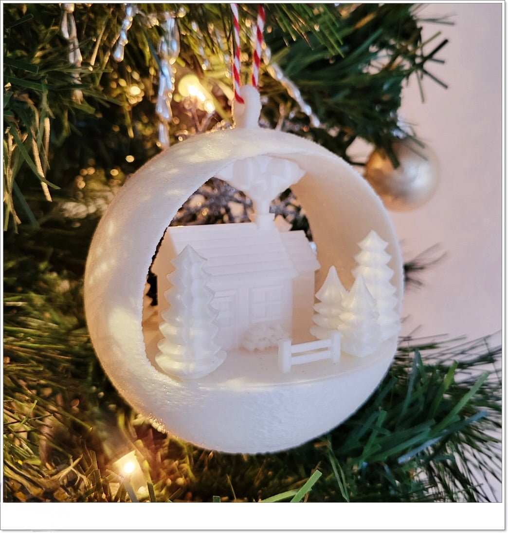 Leuchtender Christbaumschmuck "Winterhütte" – Deine magische Weihnachtsbaumkugel! 🏡❄️