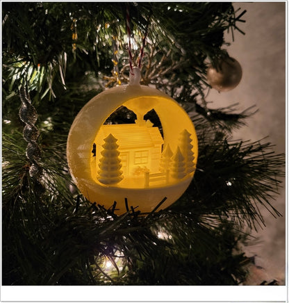 Leuchtender Christbaumschmuck "Winterhütte" – Deine magische Weihnachtsbaumkugel! 🏡❄️