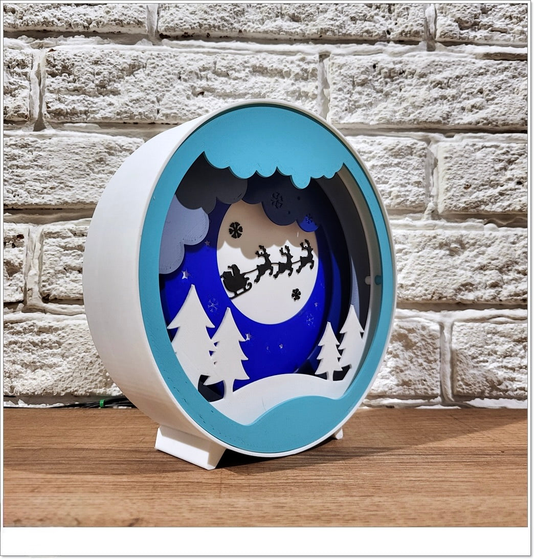 Weihnachtliche 3D-Lichtbox – Magische Schlittenfahrt im Mondschein 🎅🌕