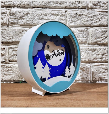 Weihnachtliche 3D-Lichtbox – Magische Schlittenfahrt im Mondschein 🎅🌕