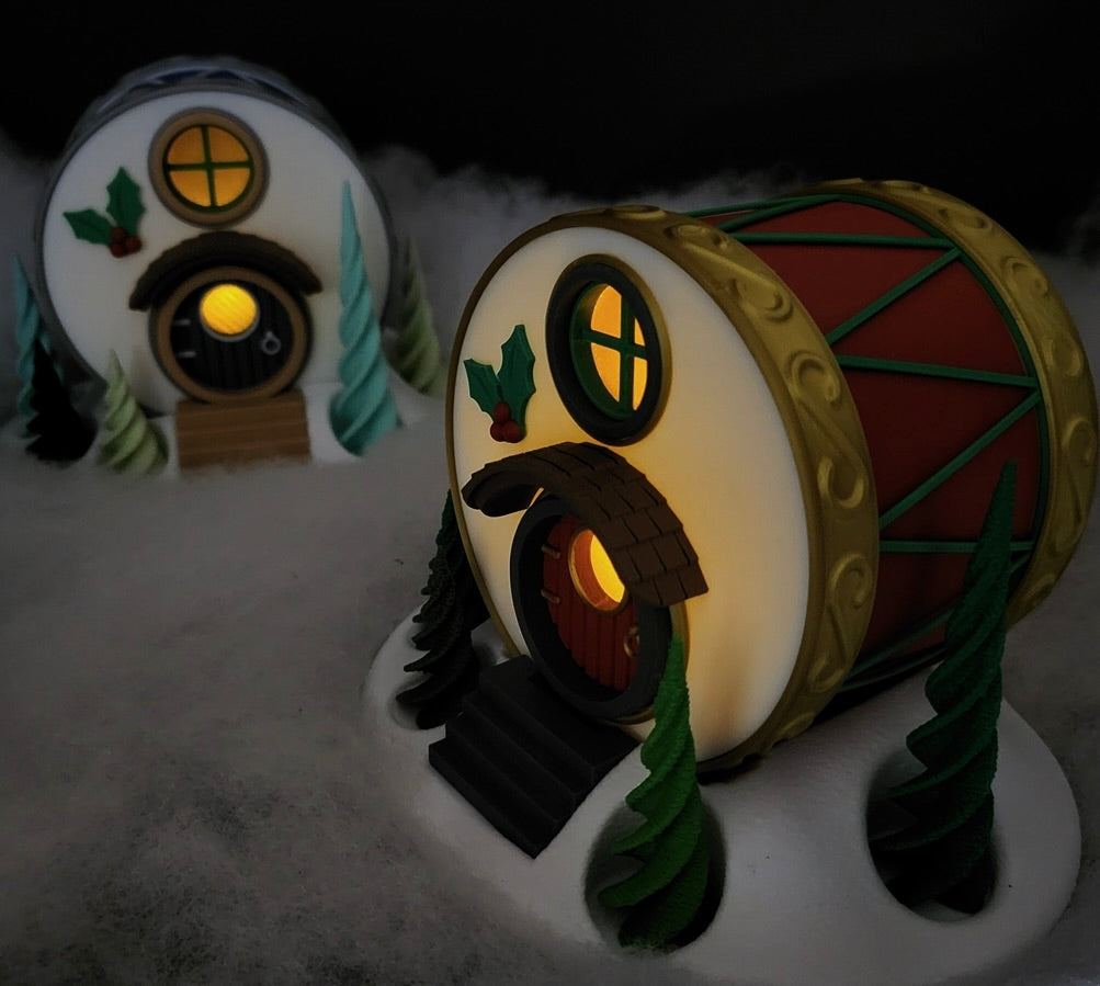 Weihnachtliches Trommel-Haus – Deine leuchtende & gemütliche Wichtel-Deko! 🥁🏠