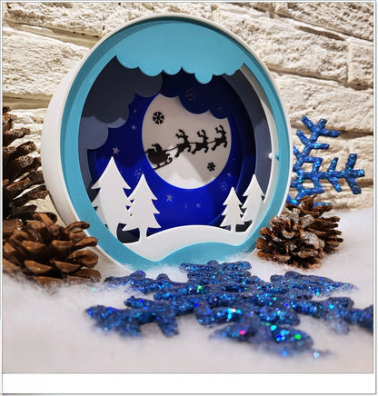 Weihnachtliche 3D-Lichtbox – Magische Schlittenfahrt im Mondschein 🎅🌕