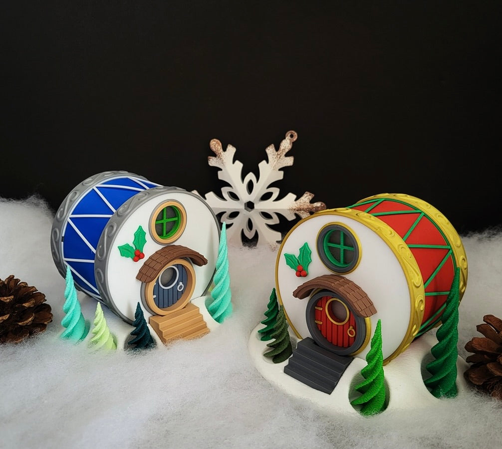 Weihnachtliches Trommel-Haus – Deine leuchtende & gemütliche Wichtel-Deko! 🥁🏠