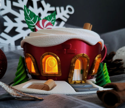 Edle Weihnachts-Tassenhaus – Deine leuchtende & festliche Winterdekoration! ☕🏠