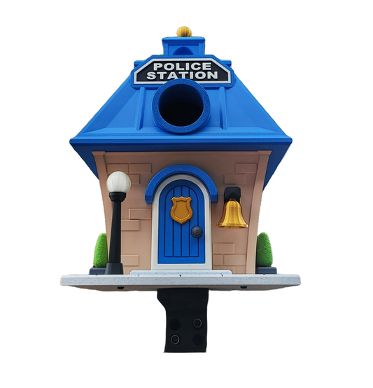 Birdhouse "Police Station" – Your safe home for feathered law enforcement officers! 👮‍♀️🐦
