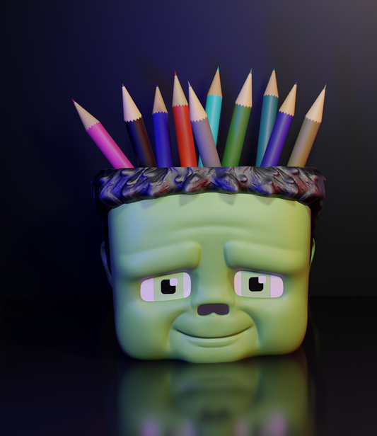 Pen holder in Minecraft zombie style – organization in block style