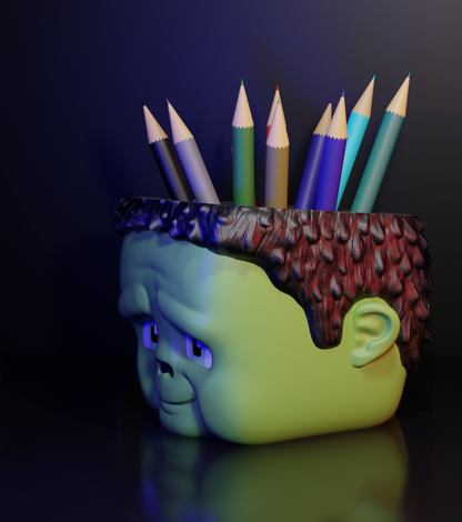 Pen holder in Minecraft zombie style – organization in block style