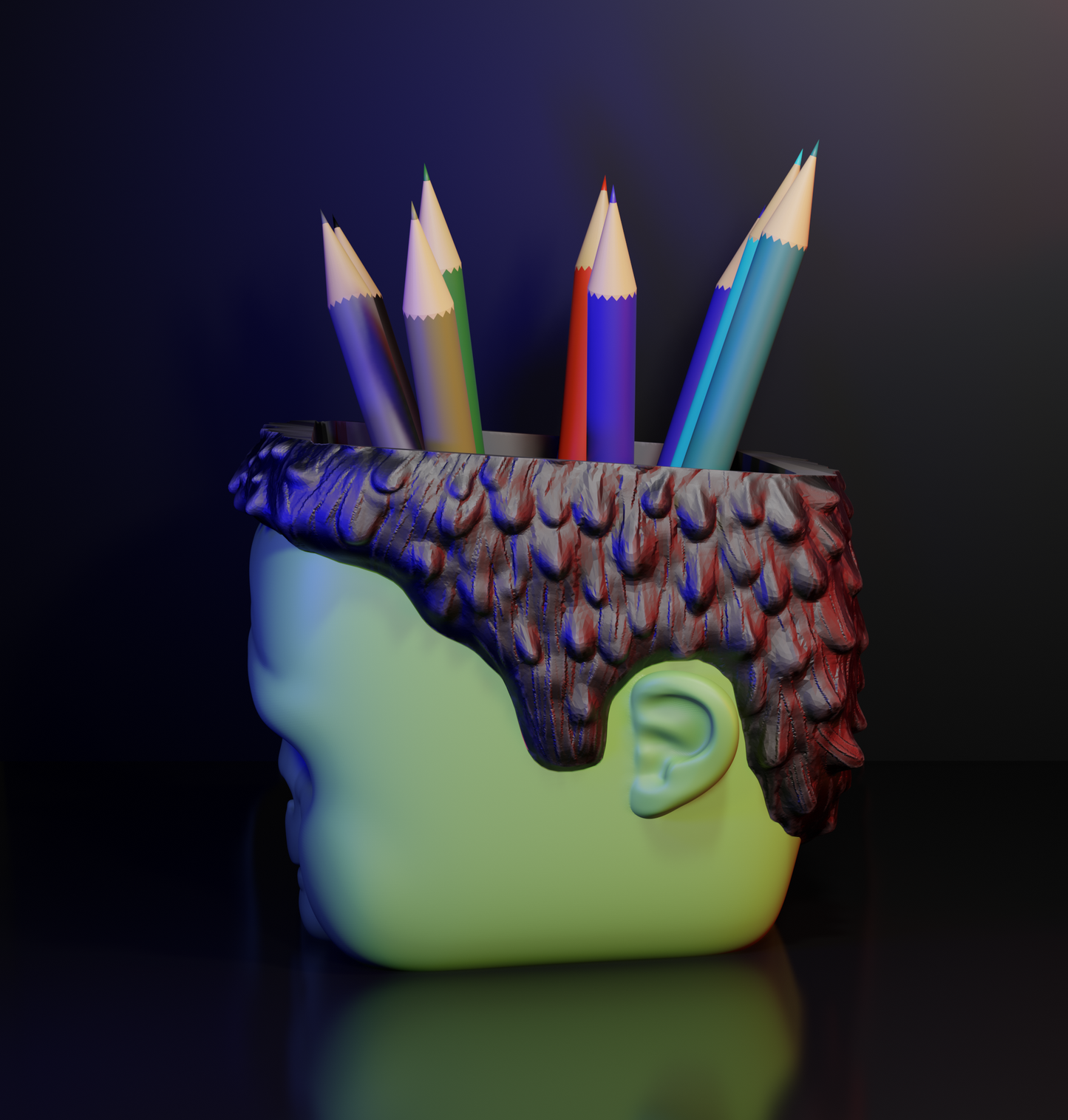 Pen holder in Minecraft zombie style – organization in block style