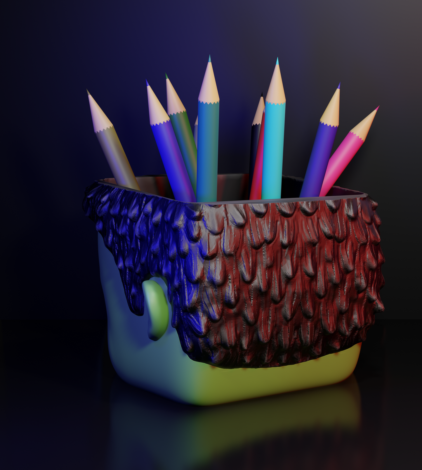 Pen holder in Minecraft zombie style – organization in block style