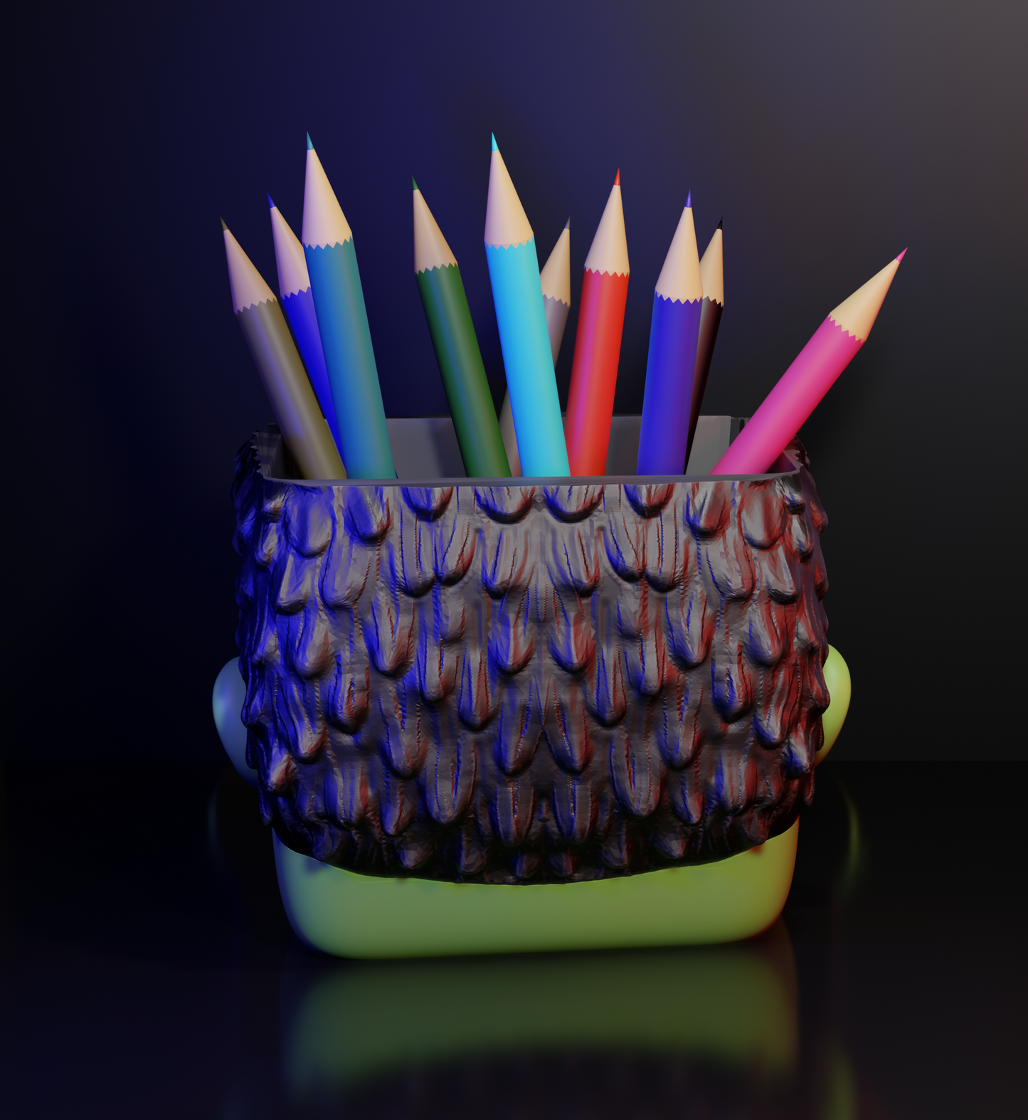 Pen holder in Minecraft zombie style – organization in block style