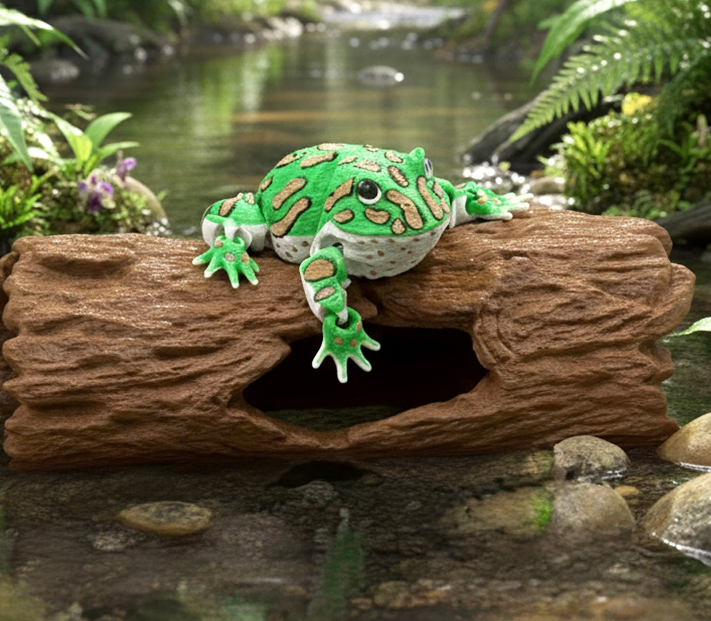 Schmuckhornfrosch  – Der gefräßige Hüpfer für dein Regal!