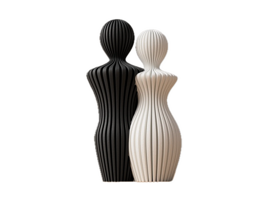"Togetherness" - Modern couple sculpture with grooved texture in over 40 colors 