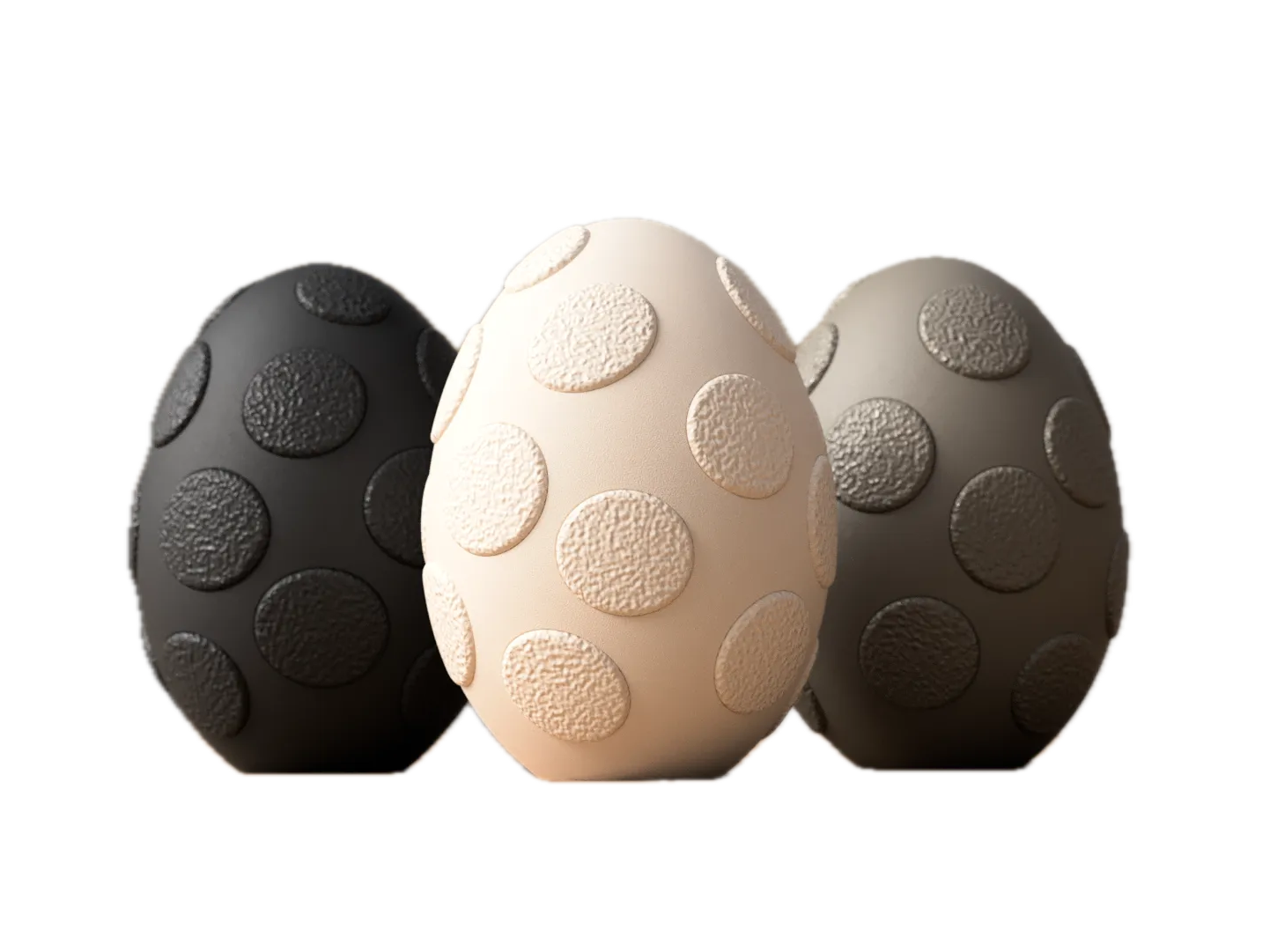 Fuzzy Eggs decorative objects: Tactile elegance in three designs
