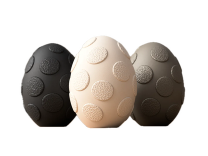 Fuzzy Eggs decorative objects: Tactile elegance in three designs