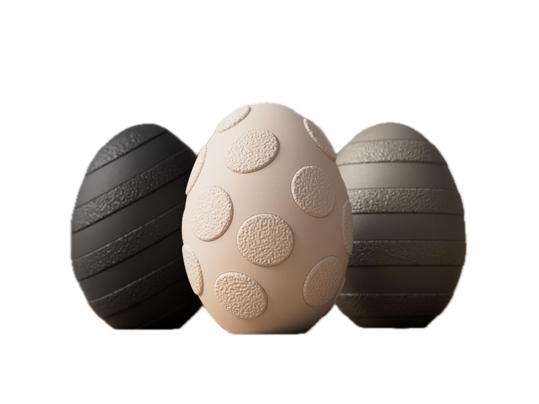 Fuzzy Eggs decorative objects: Tactile elegance in three designs