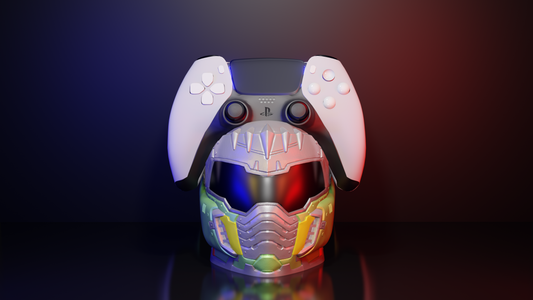 Hellishly good – the DOOM helmet controller holder for your gaming setup!