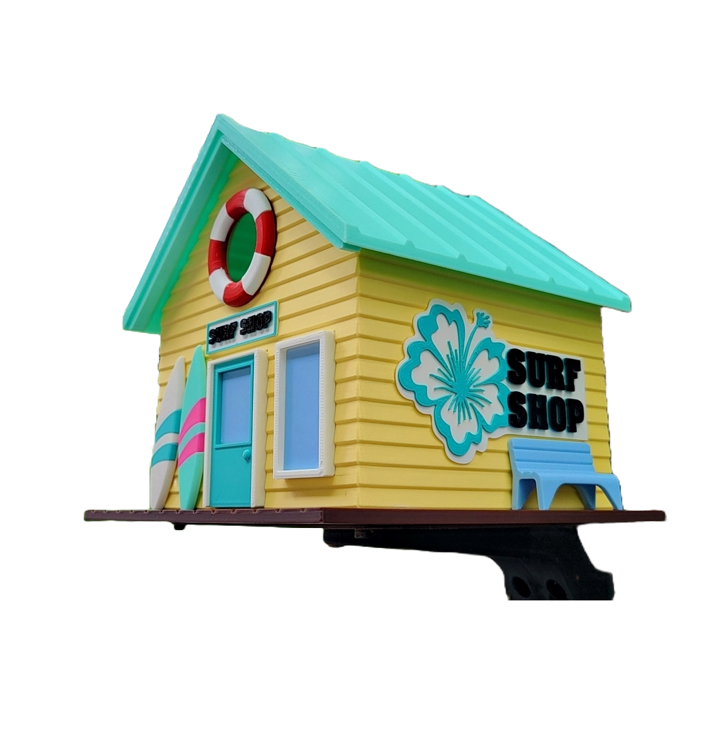Birdhouse "Surf Shop" – Your sunny home for feathered surfers! 🏄‍♀️🐦